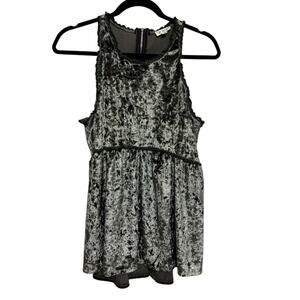POL Crushed Velvet Babydoll Tank in Dark Green - Size S
